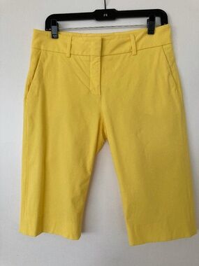 Piazza Sempione Alissa Italian yellow Bermuda stretch-cotton shorts, size IT44